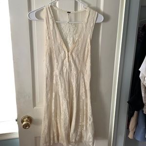 Free people lace v-neck white dress.